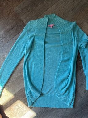 Women's Aqua Open-Front Cardigan Sweater